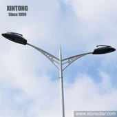 Tiang Lampu Jalan Oktagonal Double Arms